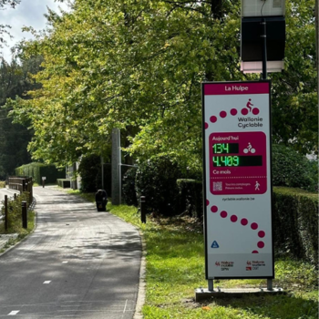 Inauguration de la première borne de comptage vélo/piéton en Wallonie